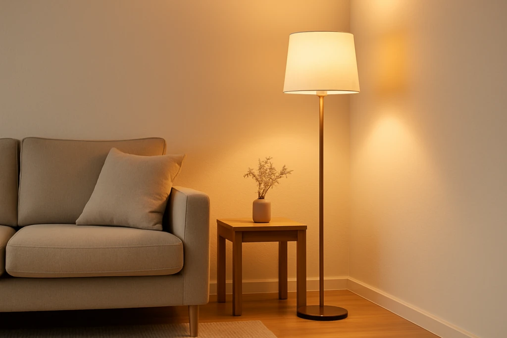 woonkamer verlichting sfeerverlichting met vloerlamp warm wit